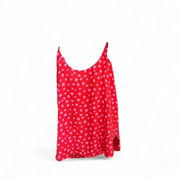 LOFT Red Pink Polka Dot Sleeveless Tank Top Medium – Lightweight Summer Blouse - Picture 1 of 3